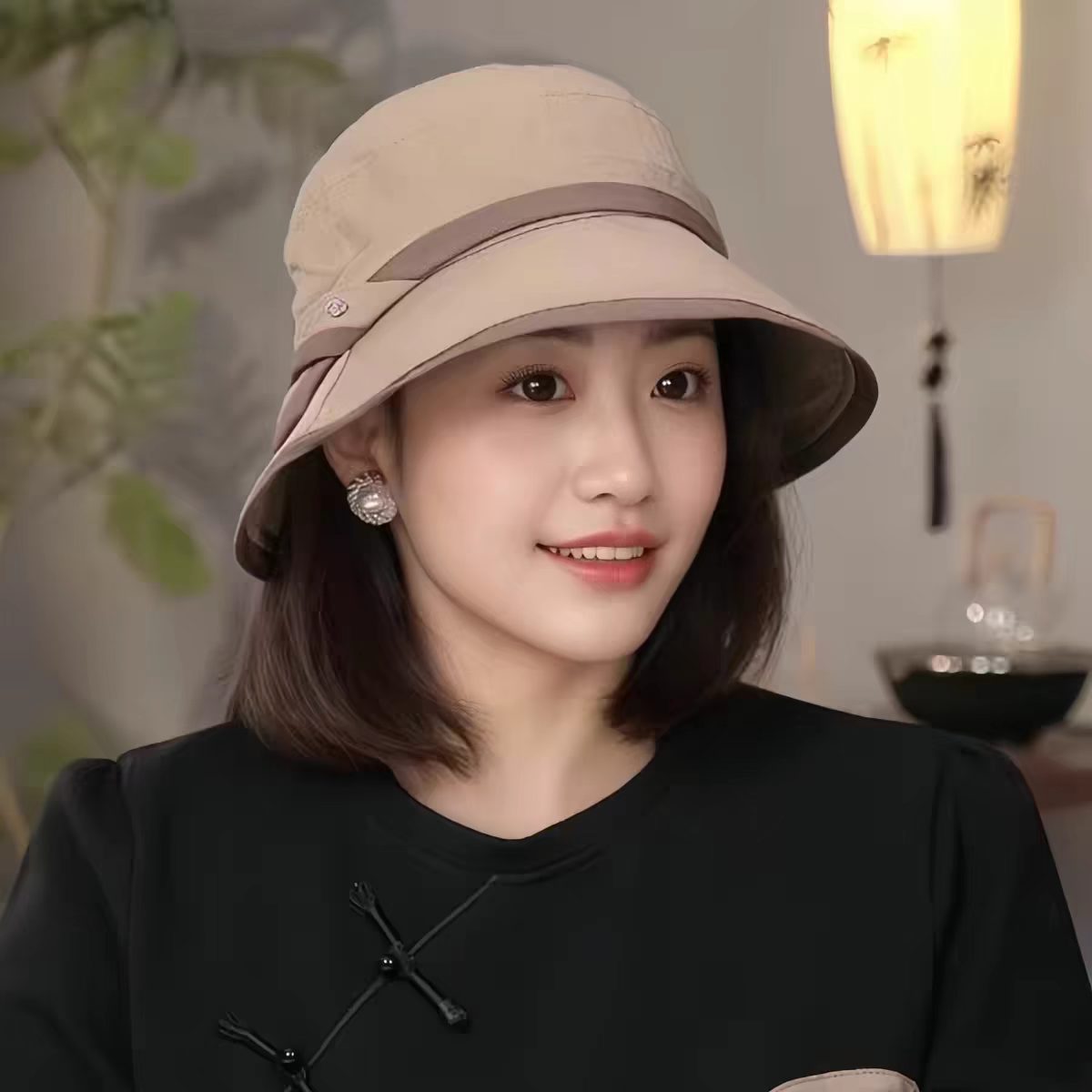 女式遮阳防晒凉帽轻薄速干春秋2025新款洋派渔夫帽遮脸出游遮阳帽
