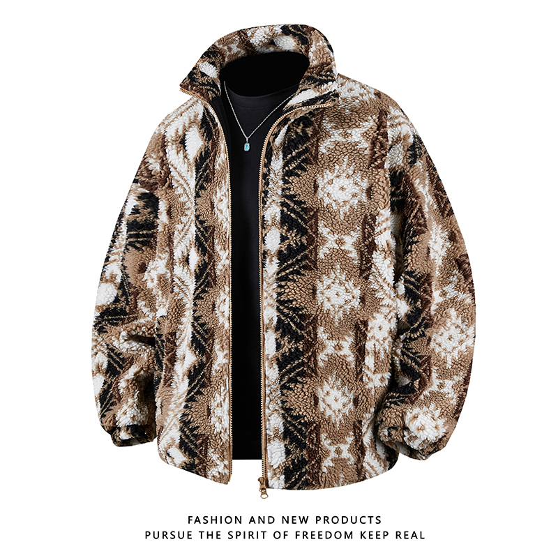 2025冬装羊羔毛棉衣立领棉袄大码保暖外套XZ415-YG608P135，男装棉衣，星座415