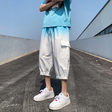 2025夏季渐变七分裤薄款大口袋男式八分裤XZ415-K128P40，男装牛仔裤，星座415