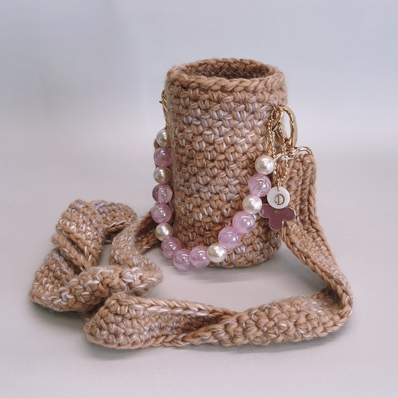 原创斜挎便携编织保温水杯杯套