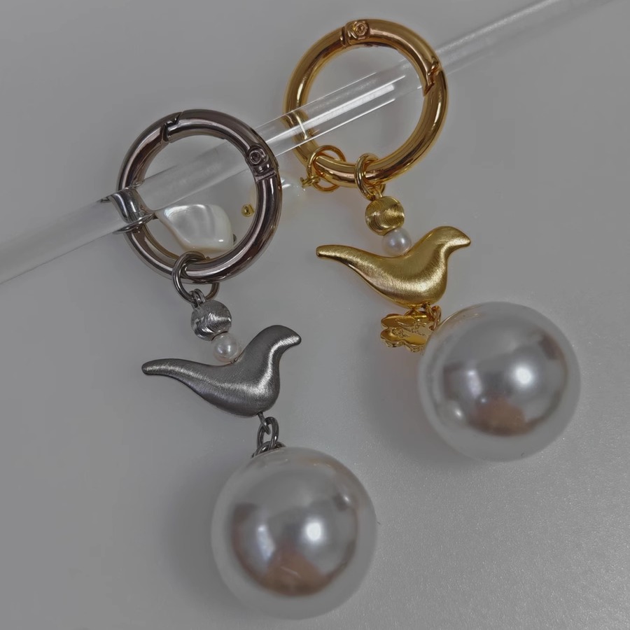 D.HOUSE原创25年秋笔袋车钥匙扣手机耳机小包包珍珠挂件 金丝雀