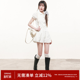 连衣裙清新学院风收腰显瘦甜美半身短裙 纯棉衬衫 RPB BRAND泡泡袖