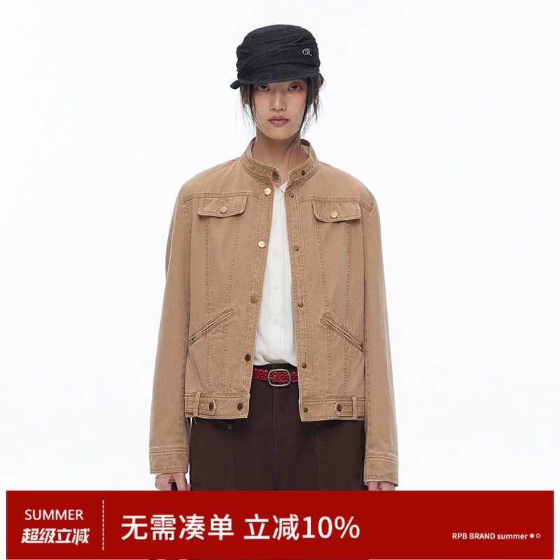 RPB BRAND酵洗蜡染牛仔韩版正肩短款百搭显瘦夹克休闲上衣外套