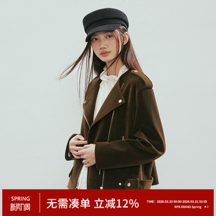 拉链上衣 复古麂皮翻领机车风宽松夹克外套设计感短款 RPB BRAND