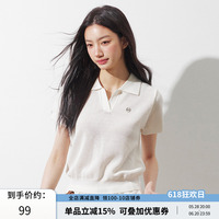 RPB BRAND網(wǎng)眼透氣顯瘦純色簡(jiǎn)約百搭翻領(lǐng)短袖針織衫女上衣打底衫