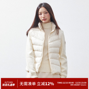 排骨羽绒服 拼接针织上衣保暖外套修身 RPB BRAND轻薄90白鸭绒短款