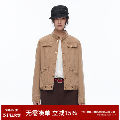 RPB BRAND酵洗蜡染牛仔韩版正肩短款百搭显瘦夹克休闲上衣外套