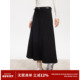 RPB BRAND韩系气质垂感高腰中长款 半身裙子黑色百搭A字裙长裙女