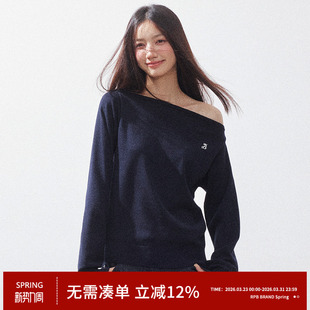 慵懒廓形宽松卫衣针织衫 RPB 斜肩露肩长袖 松弛感 毛衣女 BRAND