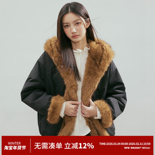 RPB BRAND 大毛领连帽座山雕棉服女冬季加厚保暖工装派克服棉袄