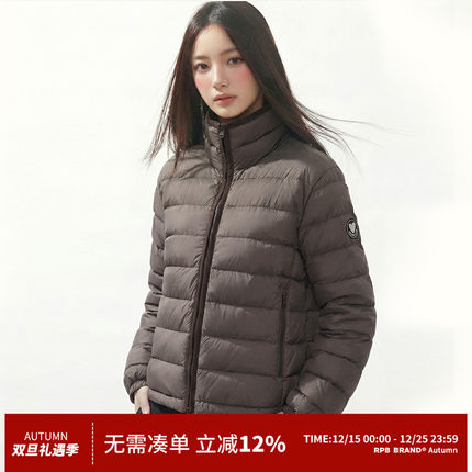 RPB BRAND美式显瘦立领短款90白鸭绒排骨羽绒服女保暖外套轻冬季