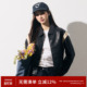 RPB 复古拼接PU皮皮衣外套女宽松显瘦棒球夹克 BRAND超棒质感美式