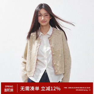 外套针织衫 RPB 女短款 韩系清新学院极简风羊毛撞色开衫 毛衣 BRAND