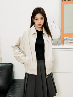 RPB 复古宽松休闲夹克纯色百搭机车皮衣外套 BRAND酷女孩系列美式
