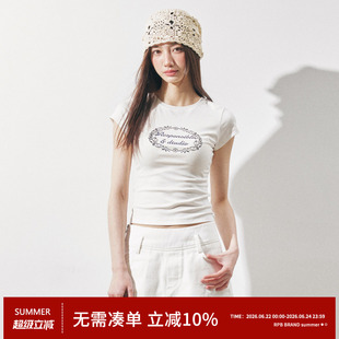 RPB BRAND莱赛尔凉感面料柔软亲肤圆领短袖显瘦修身T恤女短款上衣