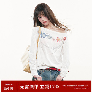 白色上衣 T恤百搭微透罩衫 RPB BRAND透气韩系星星花卉项链斜肩长袖