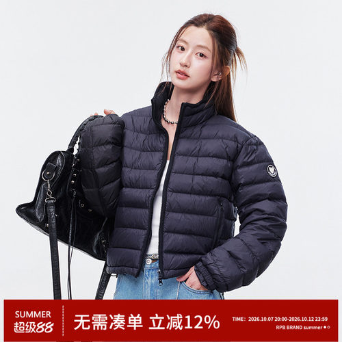 RPB BRAND美式显瘦立领短款90白鸭绒排骨羽绒服女保暖外套轻冬季