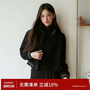 RPB BRAND韩系学院风棒球服短款外套毛呢夹克修身显瘦女秋季上衣