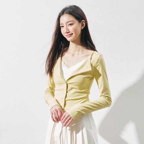 RPB BRAND 美式辣妹修身显瘦v领开衫长袖上衣女设计感纯色小外套