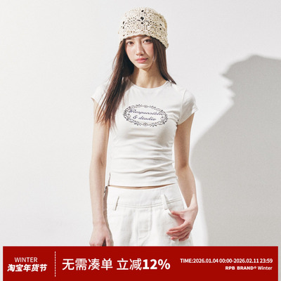 RPB BRAND莱赛尔凉感面料柔软亲肤圆领短袖显瘦修身T恤女短款上衣