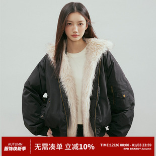 冬季 座山雕连帽毛领棉服女款 小个子加厚保暖棉衣棉袄 BRAND RPB