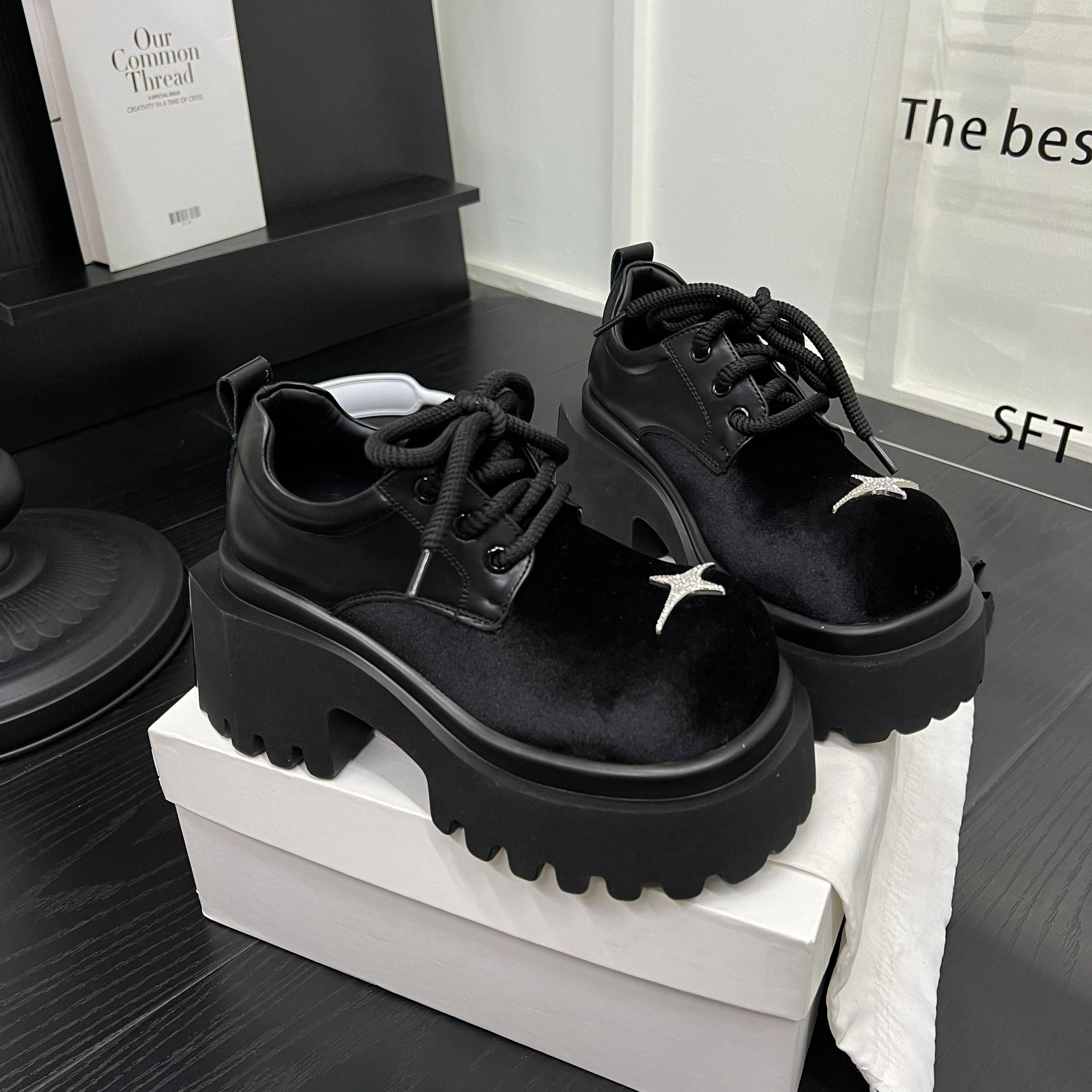 英伦风厚底增高水钻乐福鞋女2026新款百搭粗跟复古单鞋ins休闲鞋,女鞋,乐福鞋（豆豆鞋）,淘宝优惠券,粉丝福利购,淘宝优惠卷