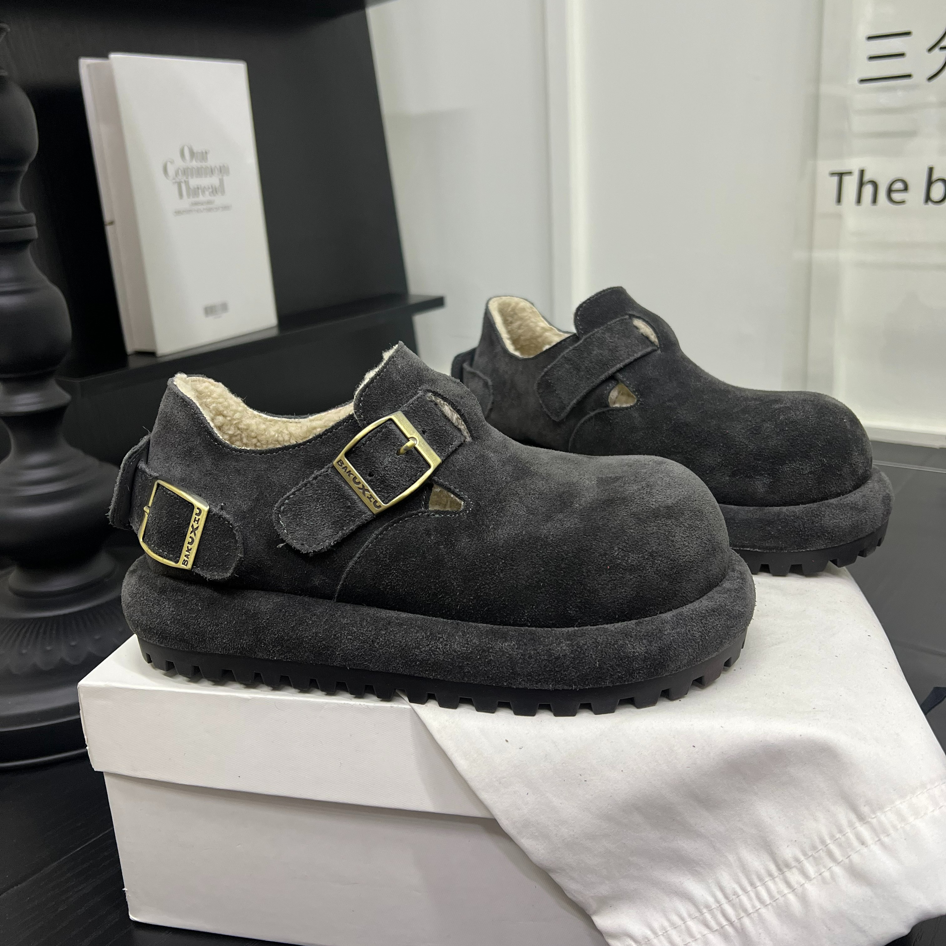 明星同款磨砂皮厚底增高勃肯鞋女爆款百搭皮带扣大头休闲鞋棉鞋潮