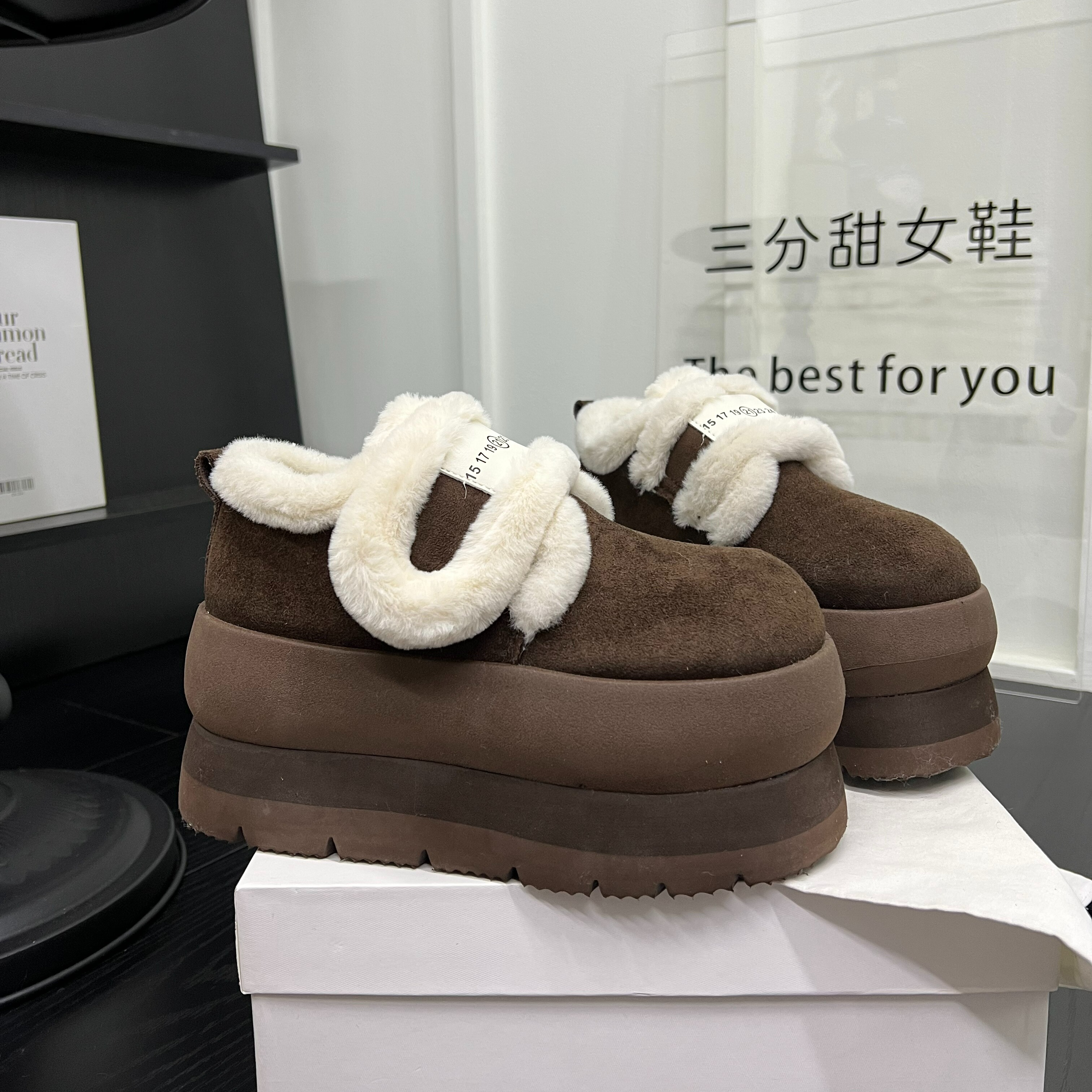 韩系绒面魔术贴毛口厚底增高雪地靴女2025加绒保暖防滑休闲鞋棉靴