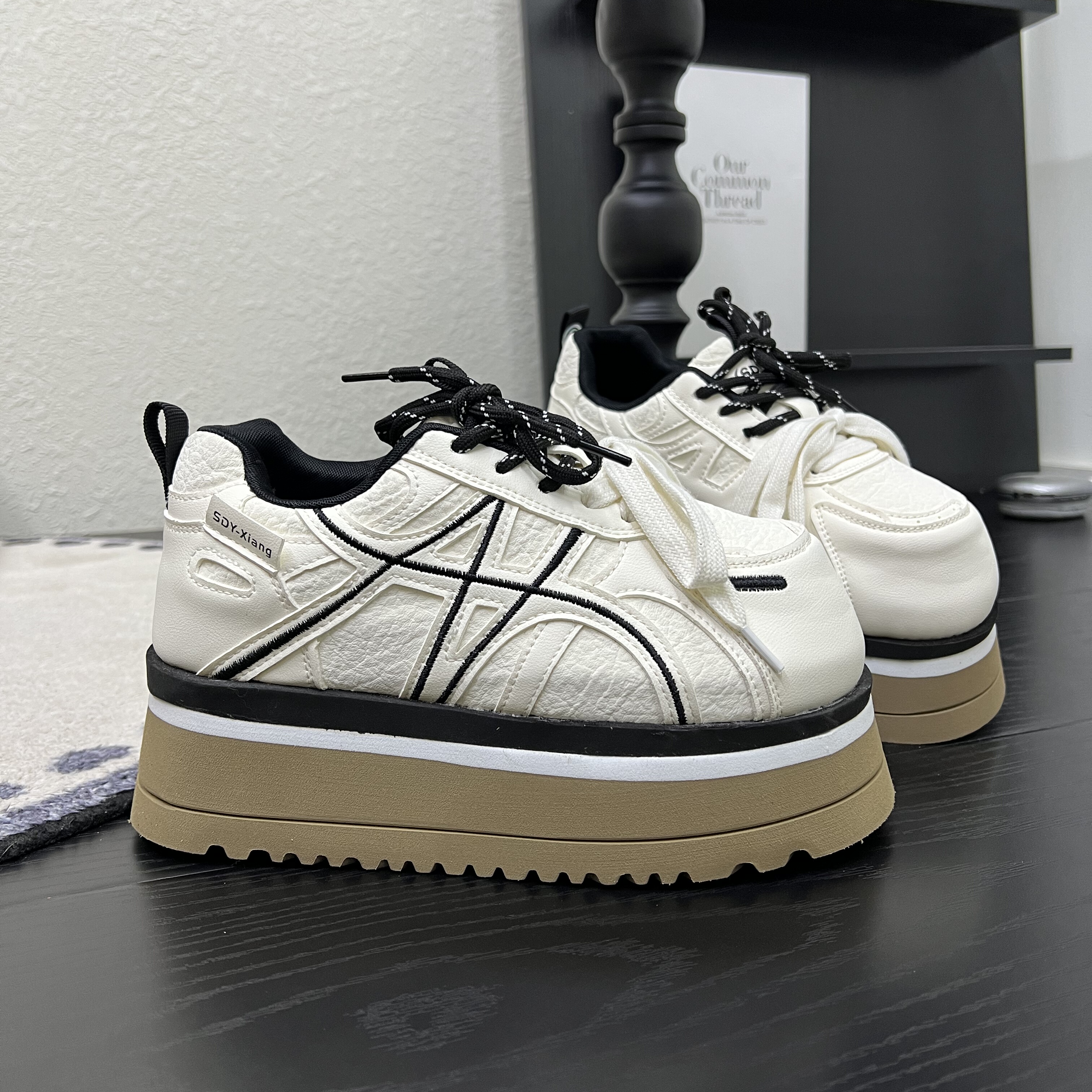 炸街复古真皮厚底增高双系带德训鞋女2026春季新款百搭休闲鞋单鞋,女鞋,德训鞋,淘宝优惠券,粉丝福利购,淘宝优惠卷