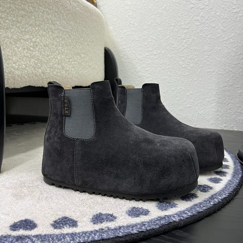 欧洲站磨砂皮厚底小个子加绒马丁靴女鞋2025新款大头一脚蹬短靴潮