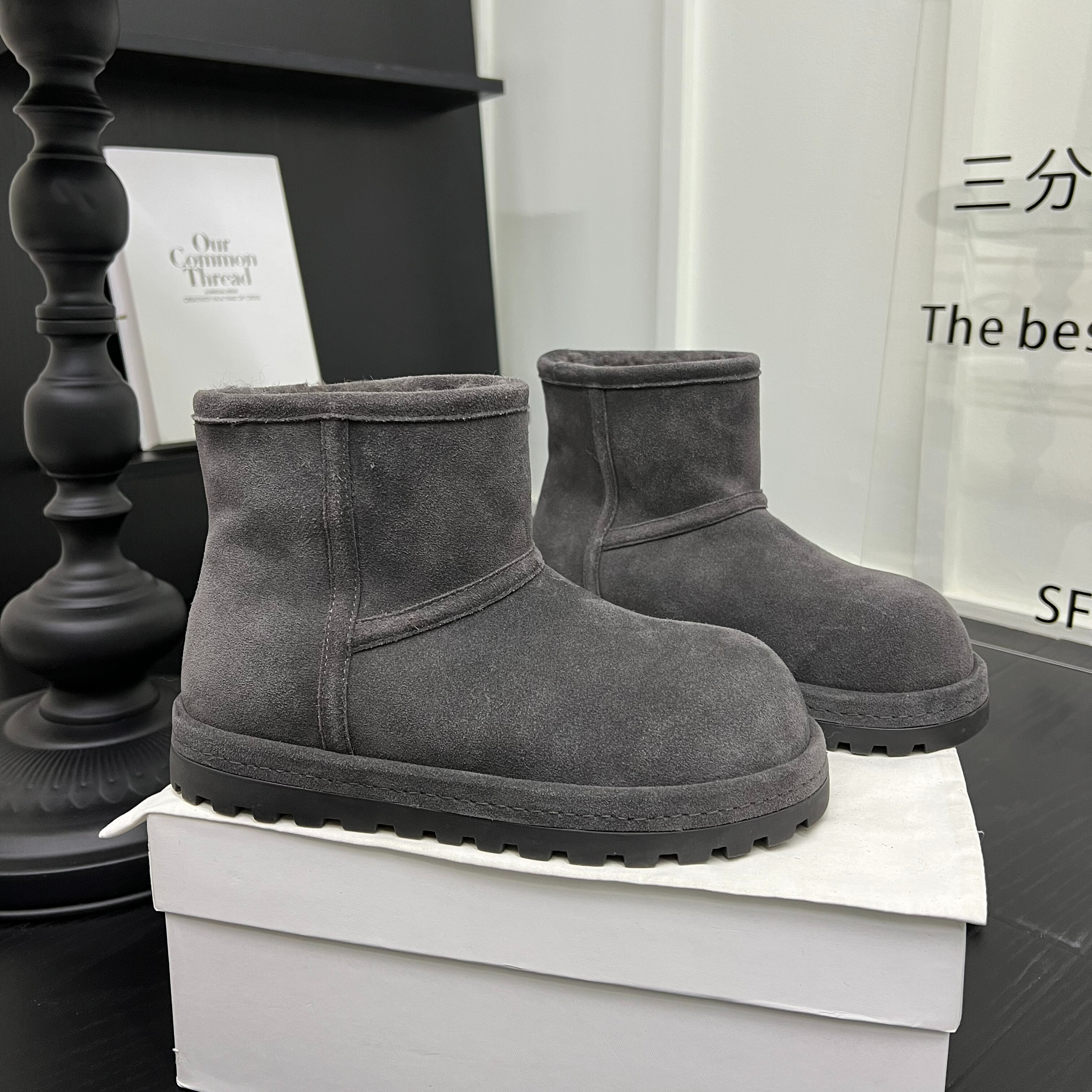 超火短筒磨砂皮一脚蹬马丁靴女时尚防滑休闲短靴加绒保暖棉靴潮