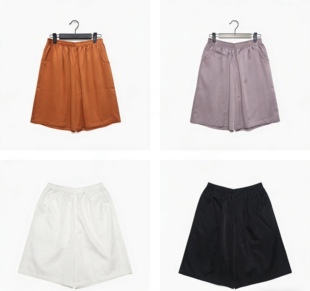 夏季 衩男女薄款 五分裤 子特好穿大裤 休闲透气中老年裤 女士绢丝短裤