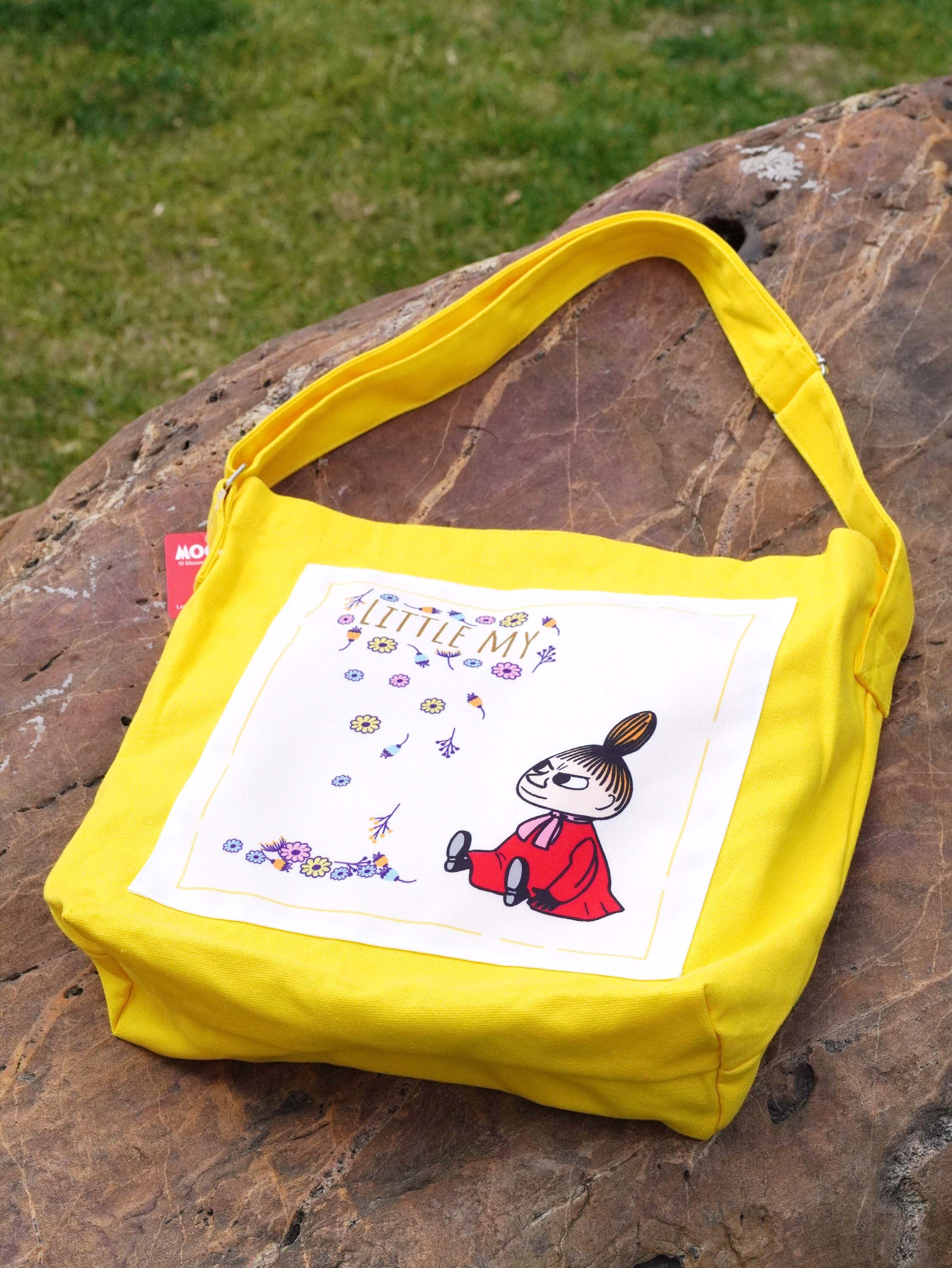 卡通姆明春夏帆布收纳袋学生书袋女生通勤户外背包环保购物袋斜挎