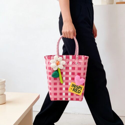 花朵手工编织菜篮子包伴手礼品袋