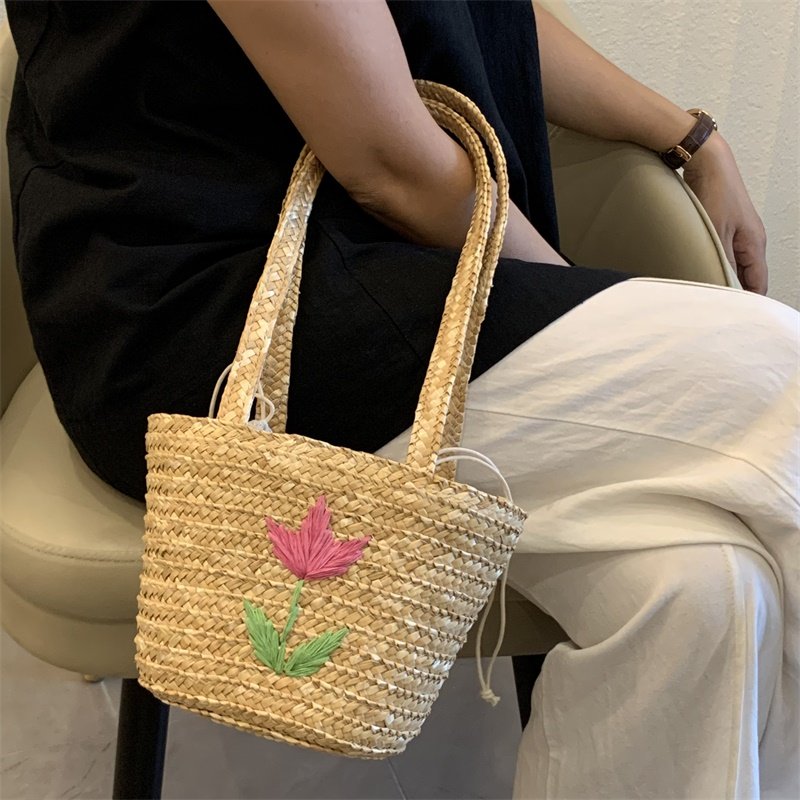 郁金香菜篮子麦秆草手工编织手提篮单肩包高级感编织包包女,箱包皮具/热销女包/男包,通用款女包,淘宝优惠券,粉丝福利购,淘宝优惠卷