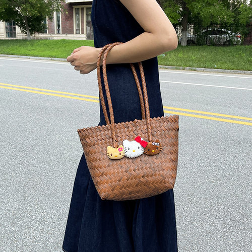 kt大容量腋下编织单肩包复古