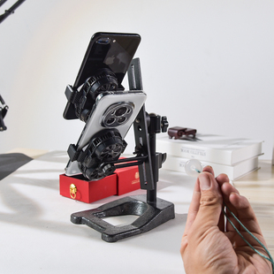 多机位手机支架桌面散热器直播架双机位上下重叠多平台饰品摆拍架