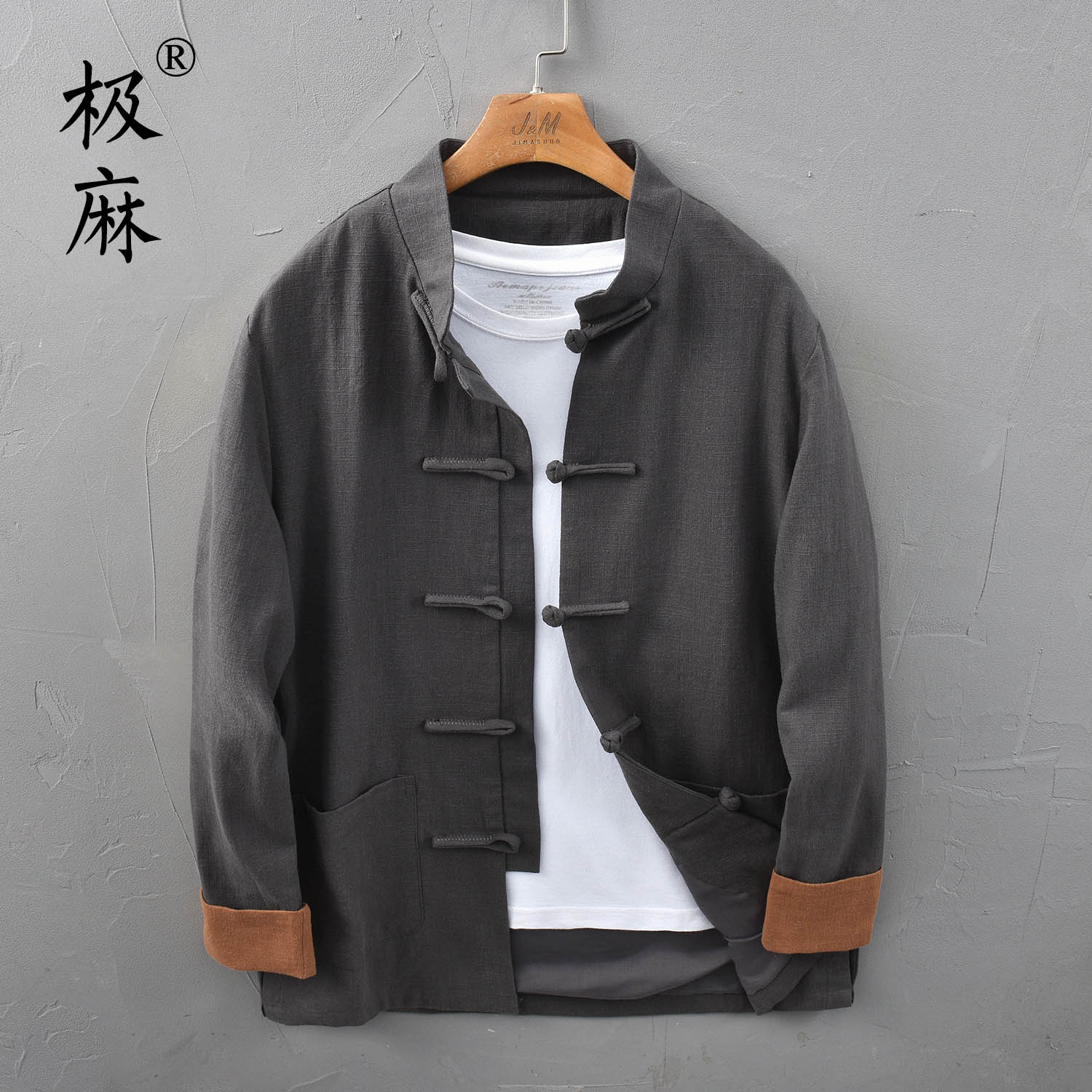 国风复古盘扣苎麻中式夹克