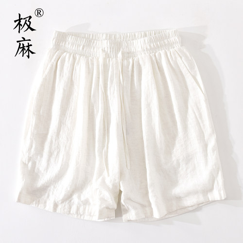 夏季基础抽绳麻料休闲短裤