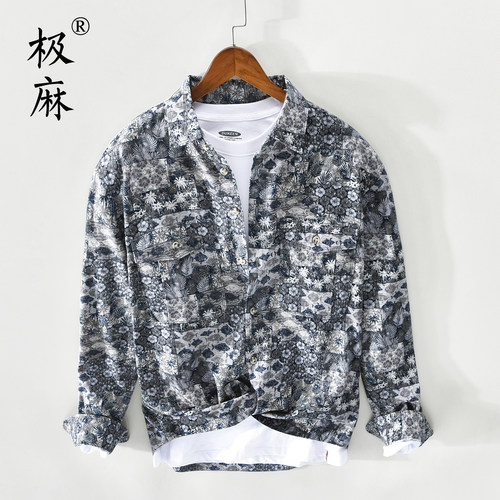 极麻日系复古长袖衬衫青年文艺