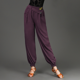 CONNY康尼拉丁舞服裤子女长裤舞蹈练功长裤女黑色宽松成人跳舞裤