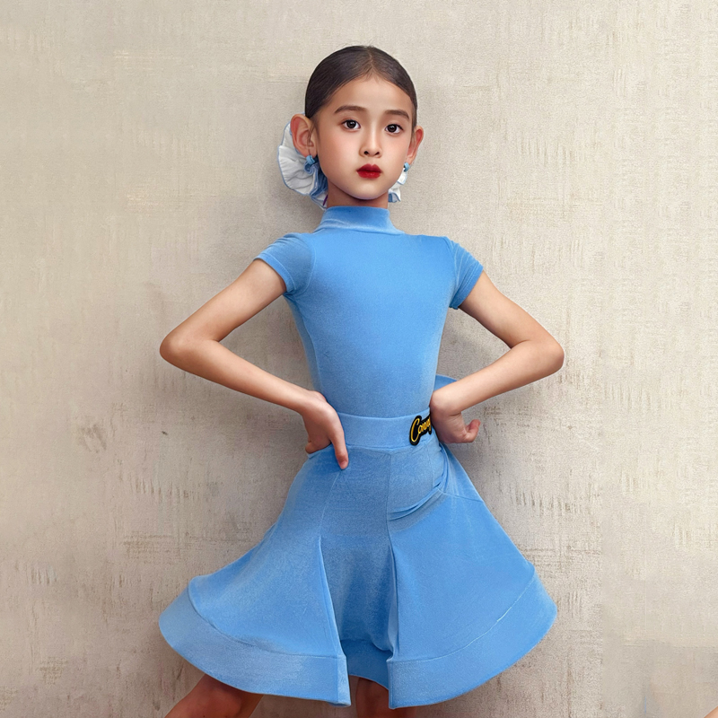 CONNY少儿拉丁舞比赛女童国标舞蹈规定服2025新款无袖薄丝绒赛服