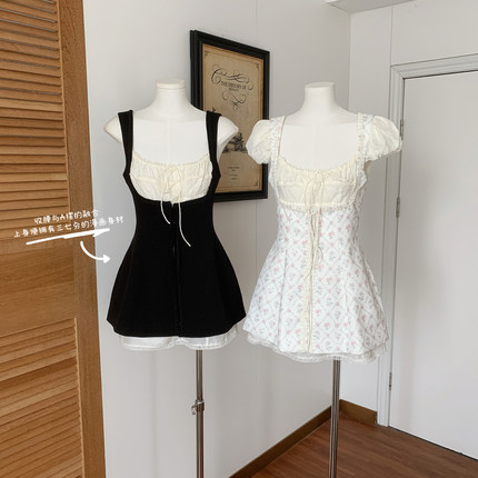 赫本雅黑外裙 绮丽花园外裙 风铃蕾丝吊带 风铃蕾丝短袖