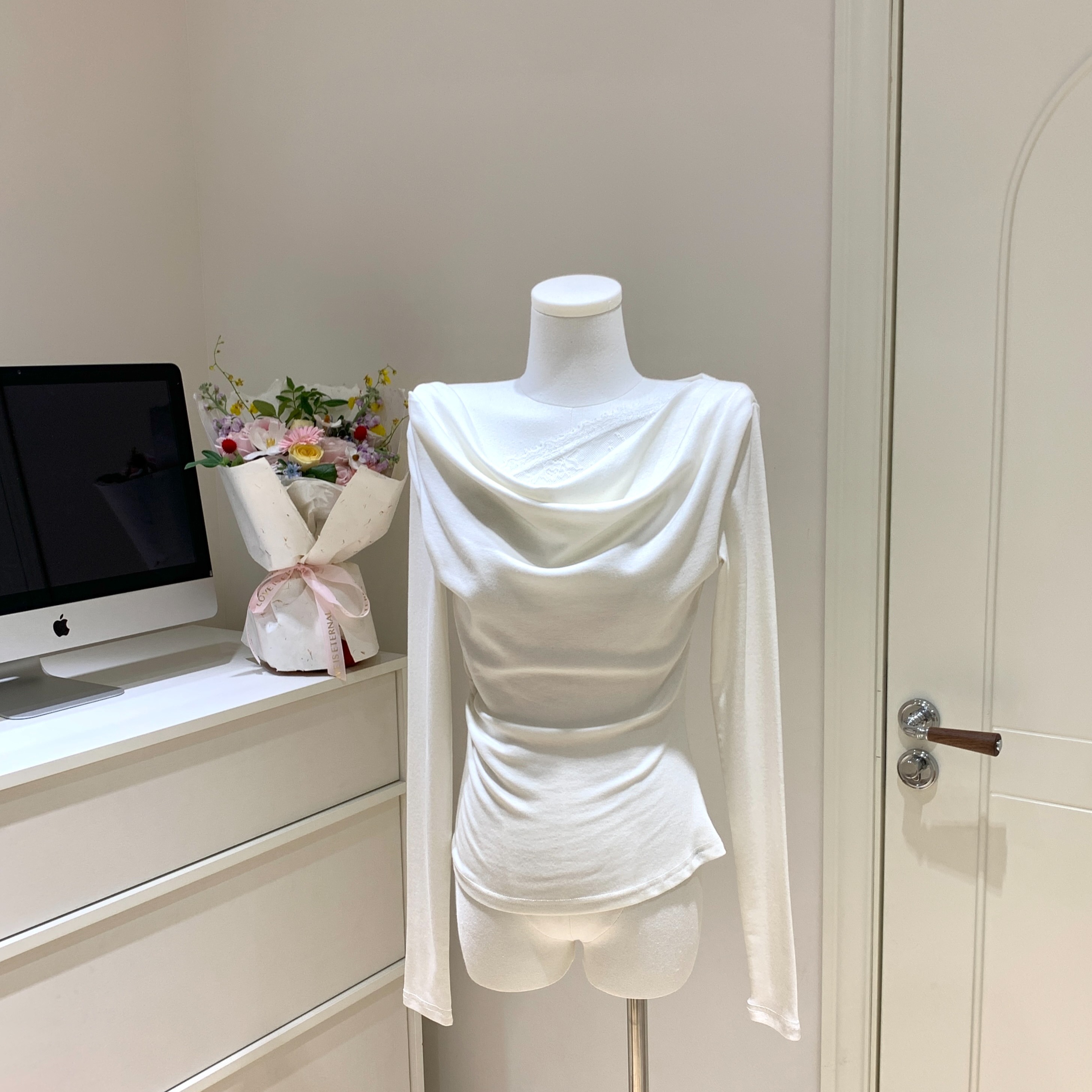 羊毛天丝莱赛尔针织长袖T恤