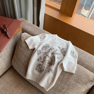 1/21「新年小马」柔软100绵羊毛 重工刺绣6万针马年显瘦正肩短袖