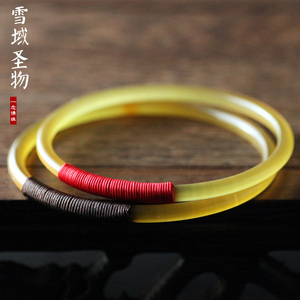 正宗一念手工缠绕红线绳春夏天然牦牛角细手镯古风好运民族风细镯