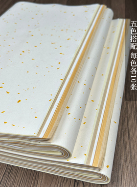 半生半熟五色洒金书画纸四尺对开毛笔书法篆隶楷书行书草书专用纸