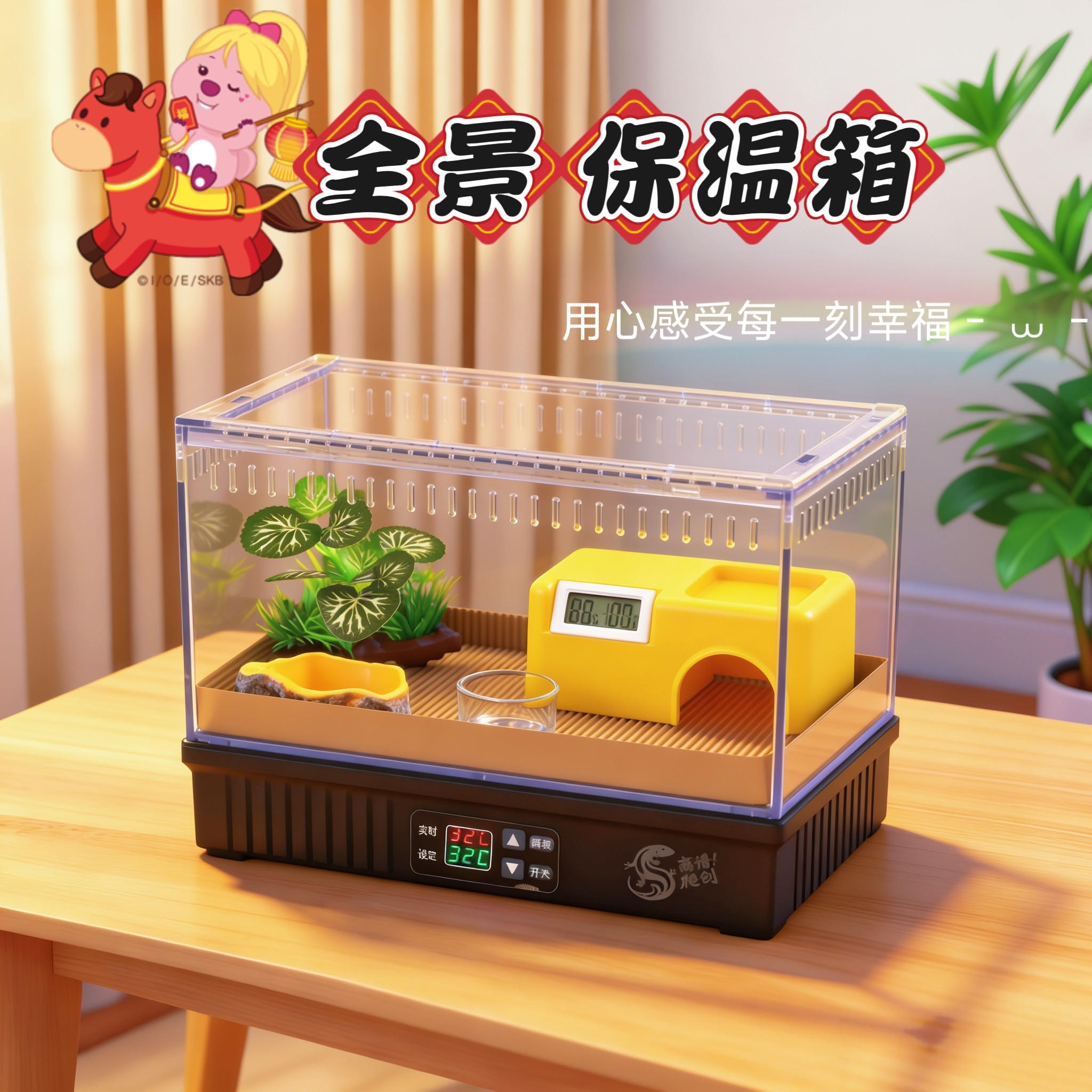 爬宠全景恒温箱全景饲养箱智能保温箱豹纹守宫蜘蛛寄居蟹蛇蛙造景