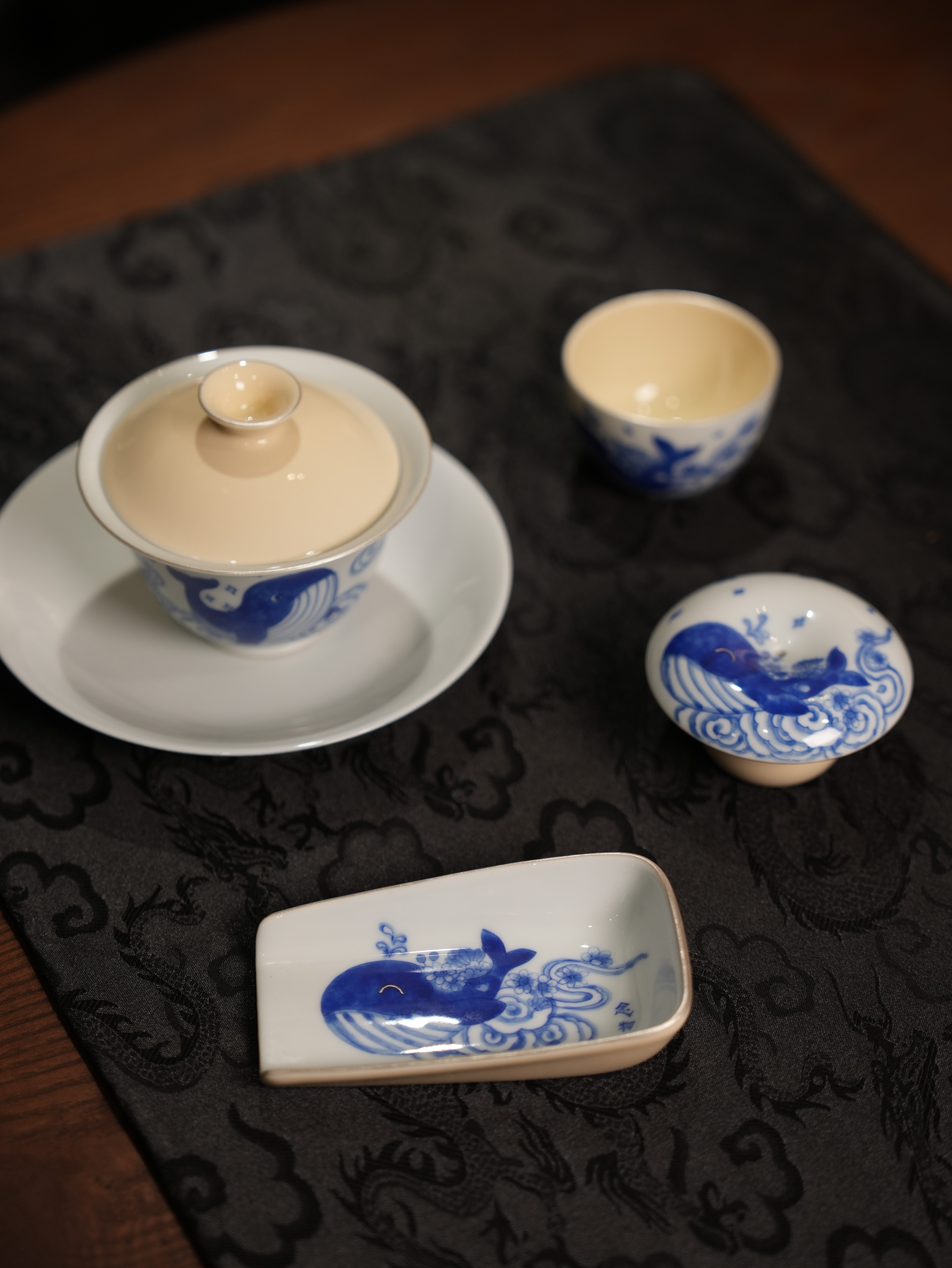 念物集 念物山坊 颜色釉青花釉下彩 北冥有鱼 景德镇手绘茶具茶器