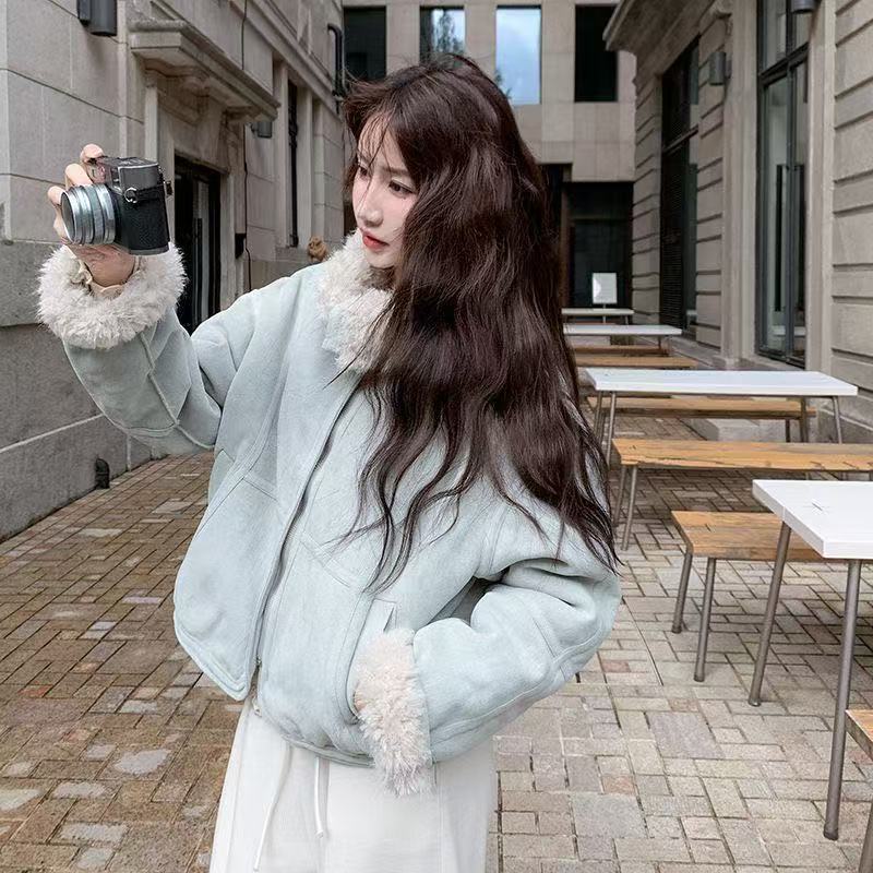 冬季新款小个子皮毛一体女棉服